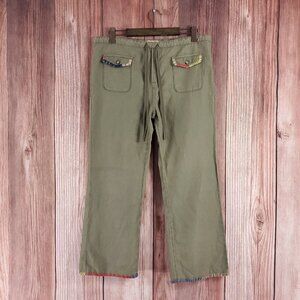 *READ* Johnny Was Womens Size Small Lounger Drawstring Pants Linen Blend Green